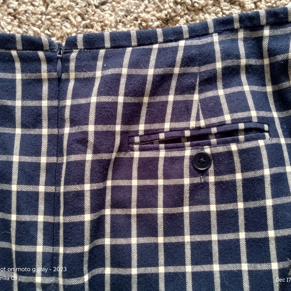 Ralph Lauren Plaid Midi Skirt Cotton Blend Vintage Blue Size Large 14 - Picture 5 of 8
